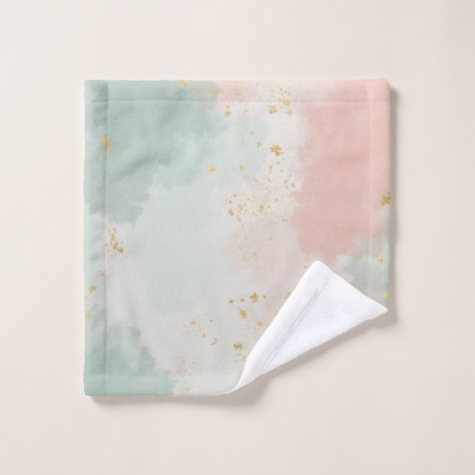 Mint Blush Roze Abstract Populaire Collectie Bad Handdoek (Wasdoekje)