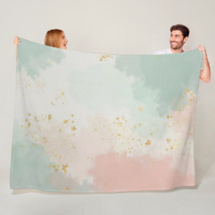 Mint Blush Roze Abstract Populaire Collectie Fleece Deken