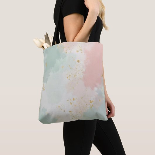 Mint Blush Roze Abstract Populaire Collectie Tote Bag (Dichtbij)