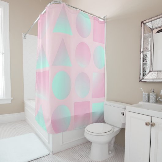 Mint Blush Roze Abstract Trendy Collectie Douchegordijn (In situ)