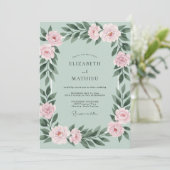 Mint Blush Roze Trouwen Kaart (Staand voorkant)