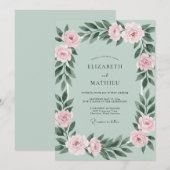 Mint Blush Roze Trouwen Kaart (Voorkant / Achterkant)