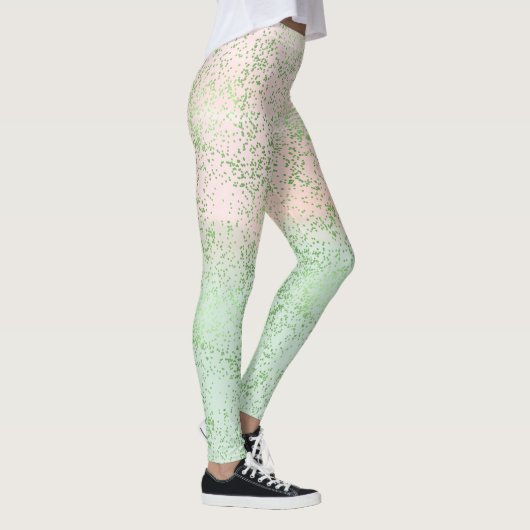 Mint Blush Roze Waterverf Confetti Stippen Leggings (Rechts)