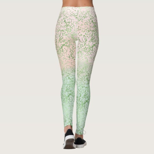 Mint Blush Roze Waterverf Confetti Stippen Leggings (Achterkant)