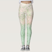 Mint Blush Roze Waterverf Confetti Stippen Leggings (Voorkant)