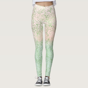 Mint Blush Roze Waterverf Confetti Stippen Leggings