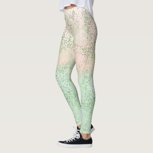 Mint Blush Roze Waterverf Confetti Stippen Leggings (Links)