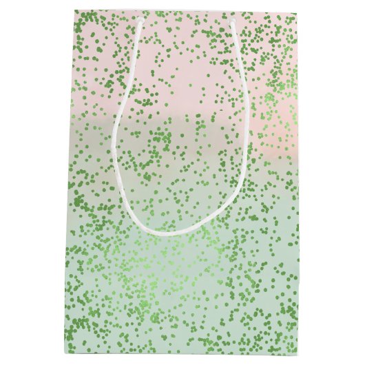 Mint Blush Roze Waterverf Confetti Stippen Medium Cadeauzakje (Achterkant)
