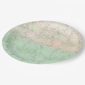 Mint Blush Roze Waterverf Confetti Stippen Papieren Bordje (Gekanteld)