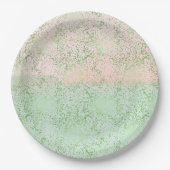 Mint Blush Roze Waterverf Confetti Stippen Papieren Bordje (Voorkant)