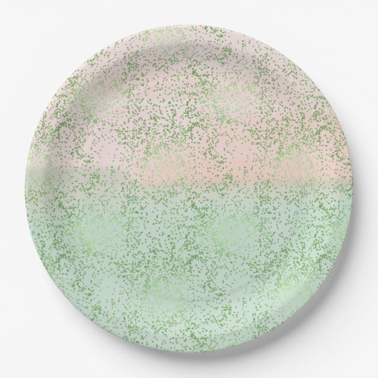 Mint Blush Roze Waterverf Confetti Stippen Papieren Bordje (Voorkant)