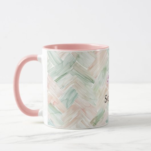 Mint Blush Stripes Strawberry Pink Ice Cream Cone Mok (Links)