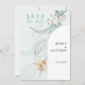 Mint Bohemian Eucalyptus Waterverf Illustratie Save The Date (Voorkant)