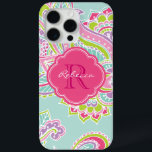 Mint Bohemian Paisley Custom Monogram iPhone 15 Pro Max Hoesje<br><div class="desc">Voeg een vleugje boho-charme toe aan je telefoon met deze kleurrijke handgetekende paisley iPhone-hoes. Met een ingewikkeld en artistiek paisleypatroon brengt dit hoesje een vrijgevochten, levendige sfeer in uw dagelijkse stijl. Personaliseer het met jouw naam of monogram initialen voor een unieke, aangepaste look. Dit hoesje is verkrijgbaar in een verscheidenheid...</div>