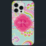 Mint Bohemian Paisley Custom Monogram iPhone 15 Pro Max Hoesje<br><div class="desc">Voeg een vleugje boho-charme toe aan je telefoon met deze kleurrijke handgetekende paisley iPhone-hoes. Met een ingewikkeld en artistiek paisleypatroon brengt dit hoesje een vrijgevochten, levendige sfeer in uw dagelijkse stijl. Personaliseer het met jouw naam of monogram initialen voor een unieke, aangepaste look. Dit hoesje is verkrijgbaar in een verscheidenheid...</div>