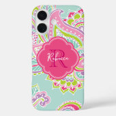 Mint Bohemian Paisley Custom Monogram Case-Mate iPhone Case (Achterkant)