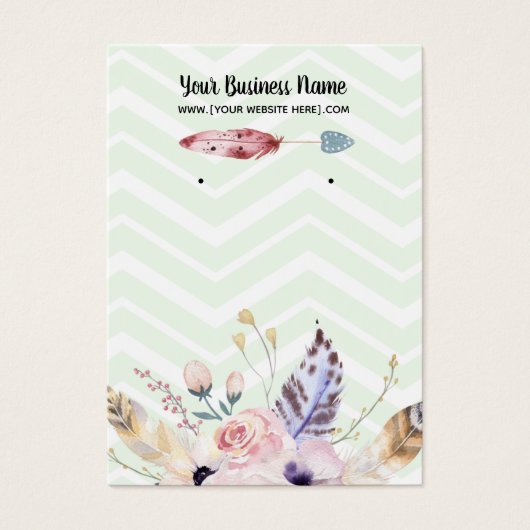 Mint Boho Flowers Arrow die Display Cards ontvangt Visitekaartje (Voorkant)
