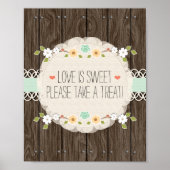 Mint Boho Rustic Wedding Shower Snoep Bar Poster (Voorkant)