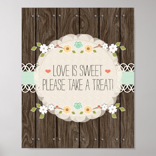 Mint Boho Rustic Wedding Shower Snoep Bar Poster (Voorkant)