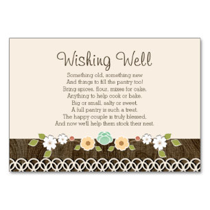 Mint Boho Rustic Wedding Shower WISHING WELL CARD Kaart