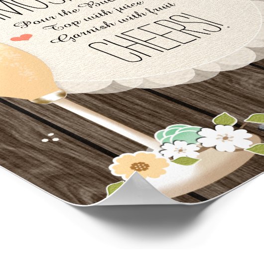 Mint Boho Rustic Wedding Vrijgezellenfeest Mimosa  Poster (Hoek)