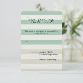 Mint, Bord en witte strepen bruiloft RSVP Kaartje (Staand voorkant)