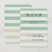 Mint, Bord en witte strepen bruiloft RSVP Kaartje (Voorkant / Achterkant)