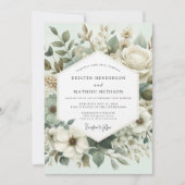Mint Botanical Elegance Wedding Kaart (Voorkant)