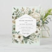 Mint Botanical Elegance Wedding Kaart (Staand voorkant)