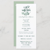 Mint Botanical Elegant Wedding Programme Programmakaart (Voorkant / Achterkant)