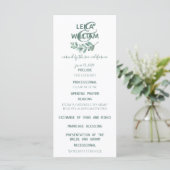 Mint Botanical Elegant Wedding Programme Programmakaart (Staand voorkant)