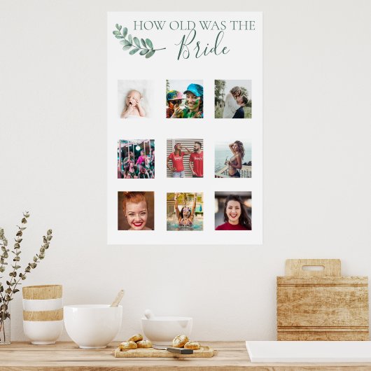 Mint Botanical Photo Shower Game Poster (Keuken)