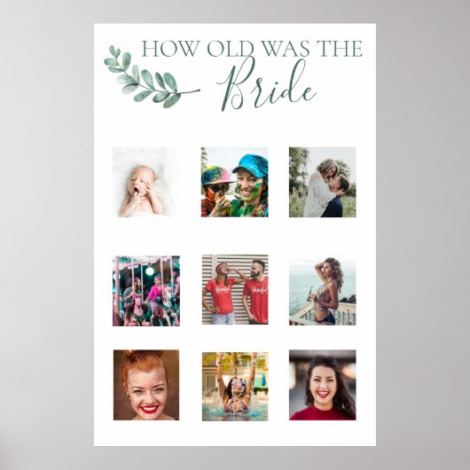 Mint Botanical Photo Shower Game Poster (Voorkant)