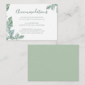Mint Botanical Wedding Hotel Accommodatie Kaarten (Voorkant / Achterkant)