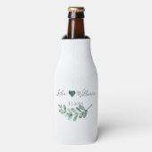 Mint Botanische Bruiloft Minimalist Flesjeskoeler (Fles Voorkant)
