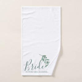 Mint Botanische Elegante Bruid Gepersonaliseerd Handdoek