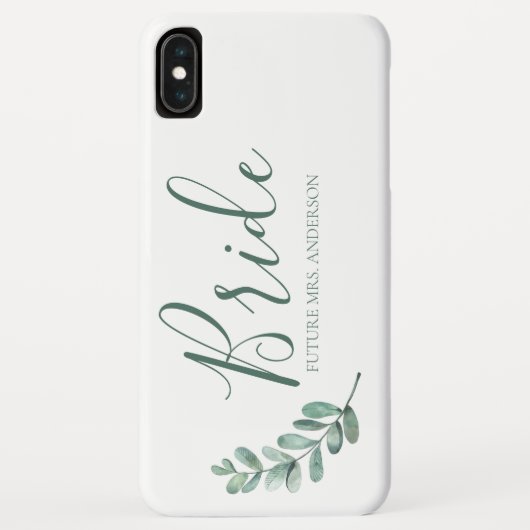 Mint Botanische Elegante Bruid Monogram Case-Mate iPhone Case (Achterkant)