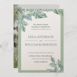 Mint botanische elegante bruiloft foto kaart