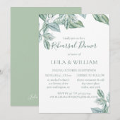 Mint Botanische Elegante Repetitie Diner Uitnodigi Kaart (Voorkant / Achterkant)