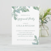 Mint Botanische Elegante Verlovingsfeestuitnodigin Kaart (Staand voorkant)