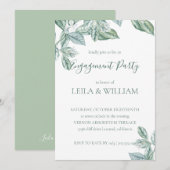 Mint Botanische Elegante Verlovingsfeestuitnodigin Kaart (Voorkant / Achterkant)
