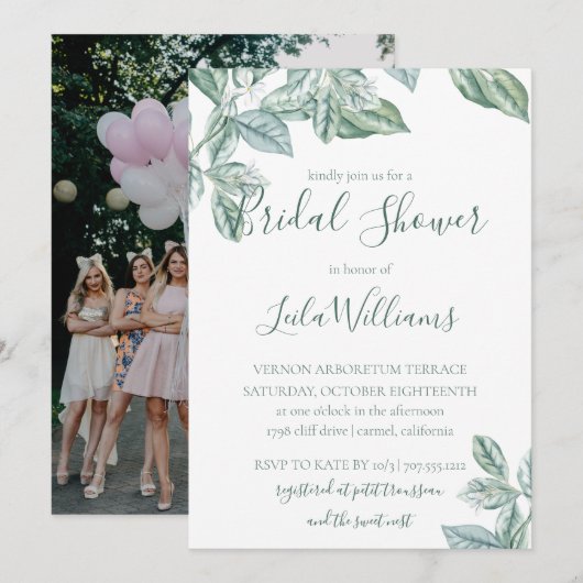 Mint botanische foto bruiloft Vrijgezellenfeest Kaart (Voorkant / Achterkant)