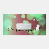 Mint & Bourgogne Bokeh Bureaumat (Keyboard & Muis)