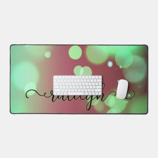 Mint & Bourgogne Bokeh Bureaumat (Keyboard & Muis)