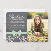 Mint Bow Chalkboard Afstuderen Aankondiging (Voorkant)