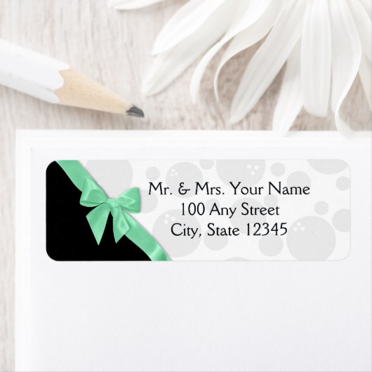 Mint Bow en Polka Dots Etiket (Insitu)