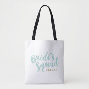 Mint Bride's Squad Gepersonaliseerde Bridal Party  Tote Bag
