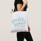 Mint Bride's Squad Gepersonaliseerde Bridal Party  Tote Bag (Dichtbij)