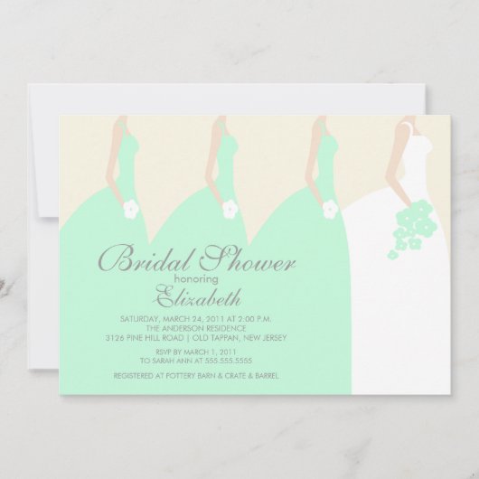 Mint Bridesmaids Bridal Shower Uitnodiging (Voorkant)