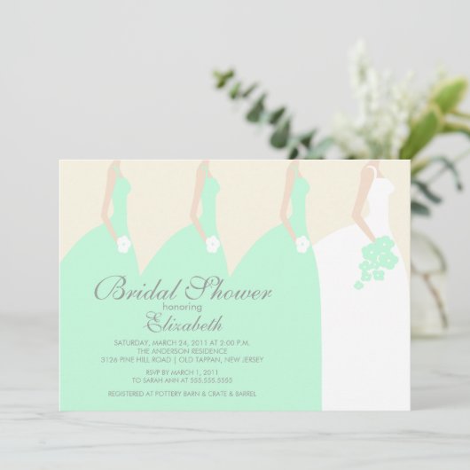 Mint Bridesmaids Bridal Shower Uitnodiging (Staand voorkant)